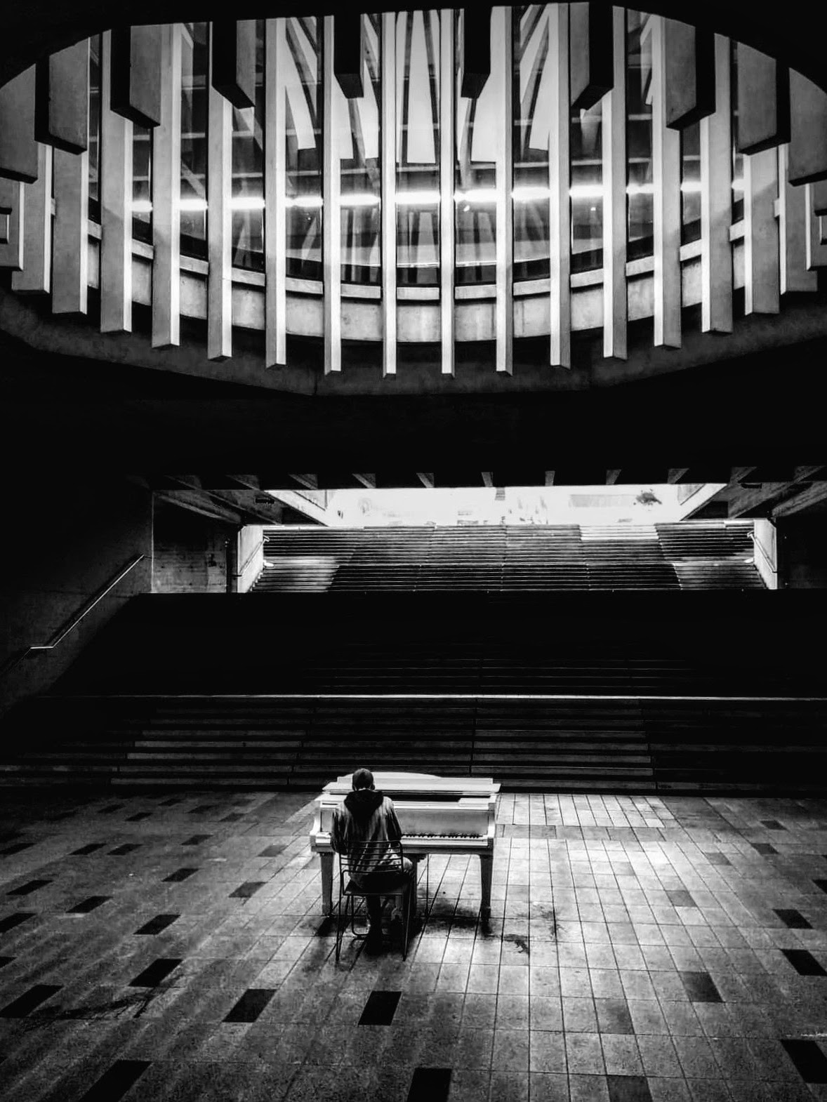 Piano in empty room